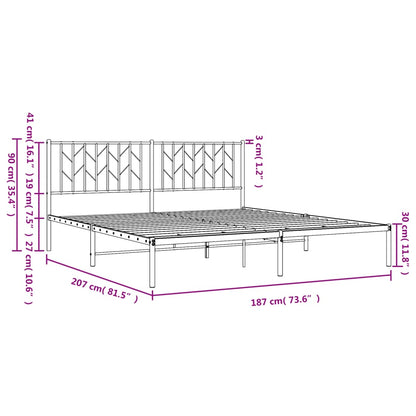 Estrutura de cama em metal com cabeceira 180x200 cm preto