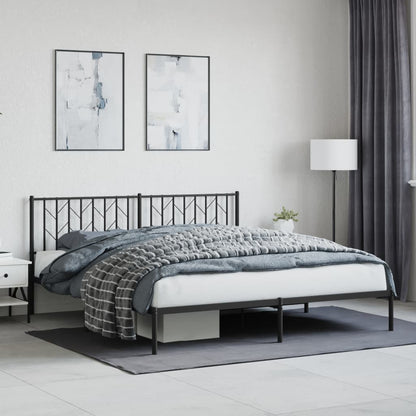 Estrutura de cama com cabeceira 183x213 cm metal preto