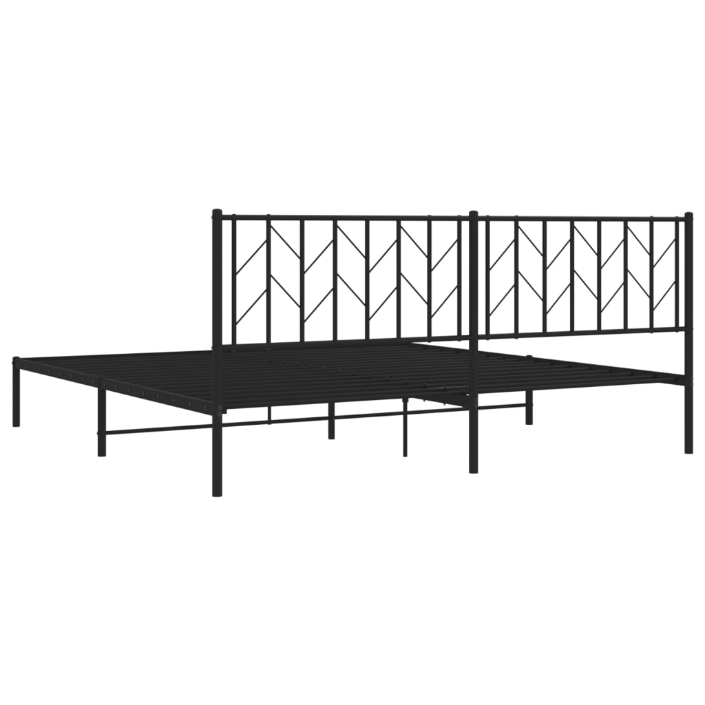 Estrutura de cama com cabeceira 193x203 cm metal preto