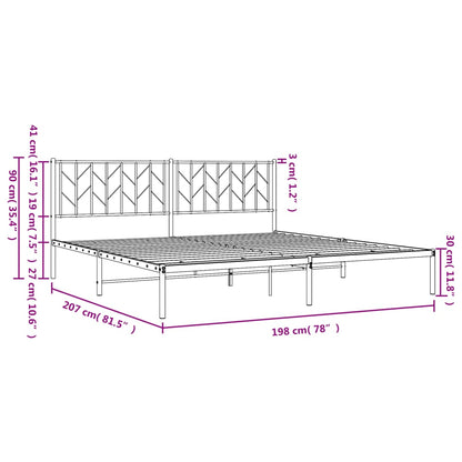 Estrutura de cama com cabeceira 193x203 cm metal preto