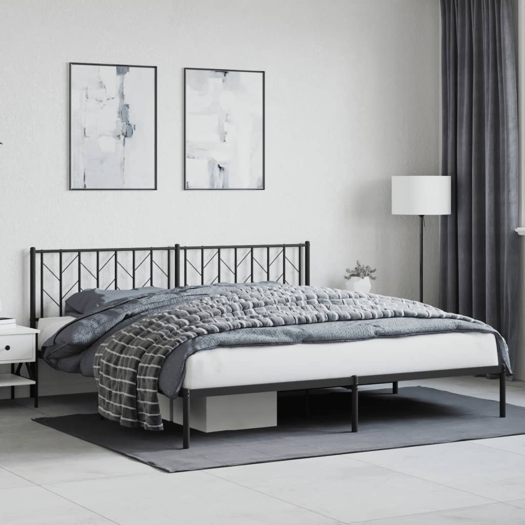 Estrutura de cama com cabeceira 193x203 cm metal preto