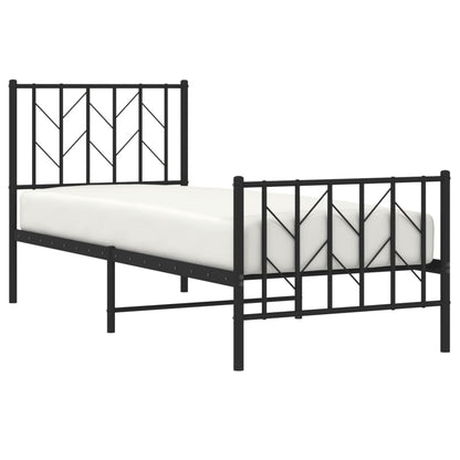 Estrutura de cama com cabeceira e pés 75x190 cm metal preto