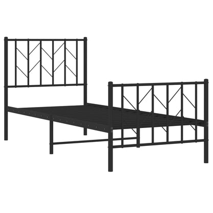 Estrutura de cama com cabeceira e pés 75x190 cm metal preto