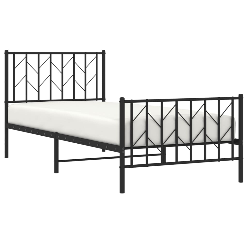 Estrutura de cama com cabeceira e pés 90x190 cm metal preto