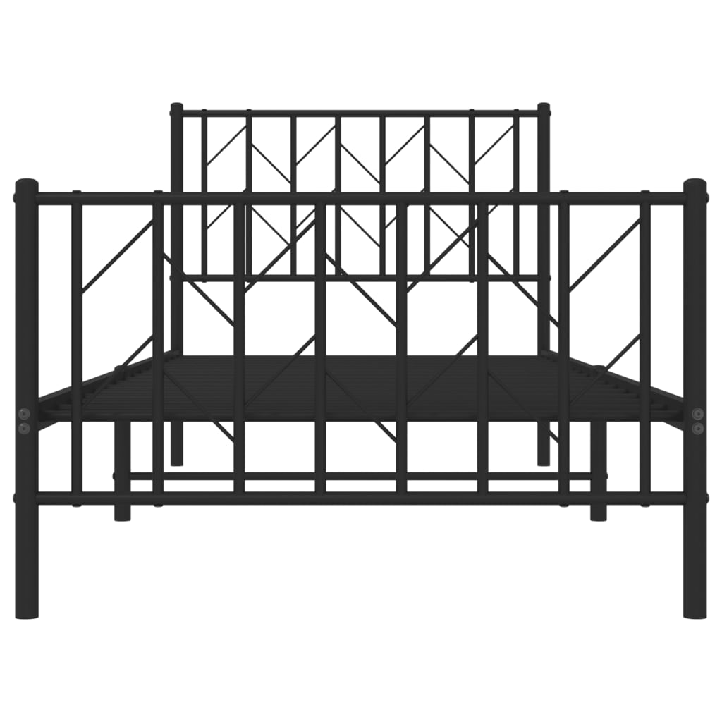 Estrutura de cama com cabeceira e pés 90x190 cm metal preto