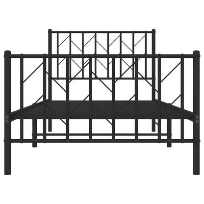 Estrutura de cama com cabeceira e pés 90x190 cm metal preto