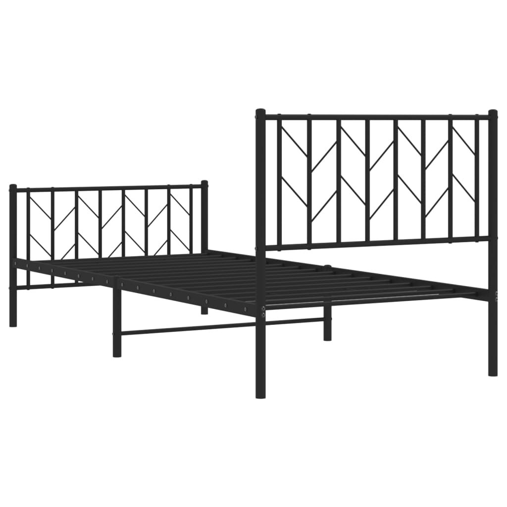 Estrutura de cama com cabeceira e pés 90x190 cm metal preto