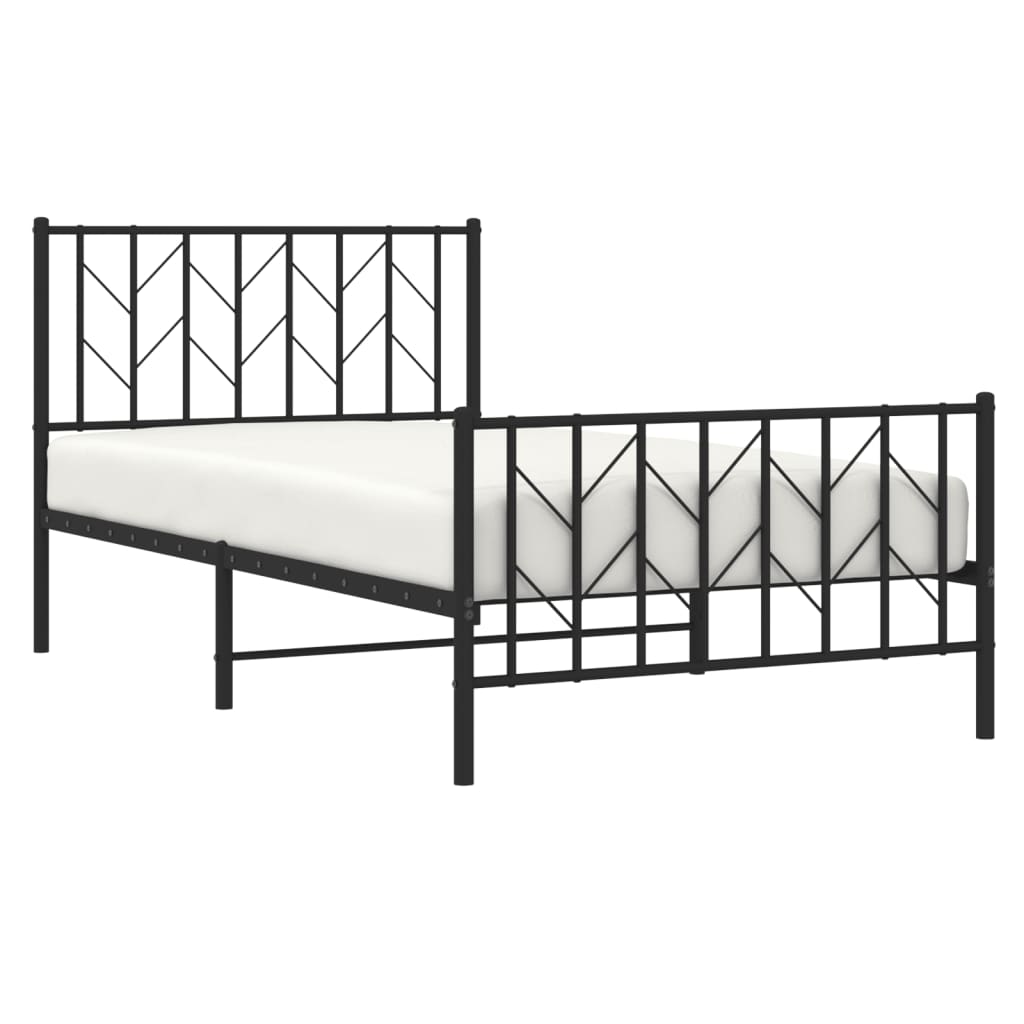 Estrutura de cama com cabeceira e pés 100x190 cm metal preto