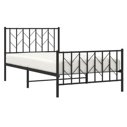 Estrutura de cama com cabeceira e pés 100x190 cm metal preto