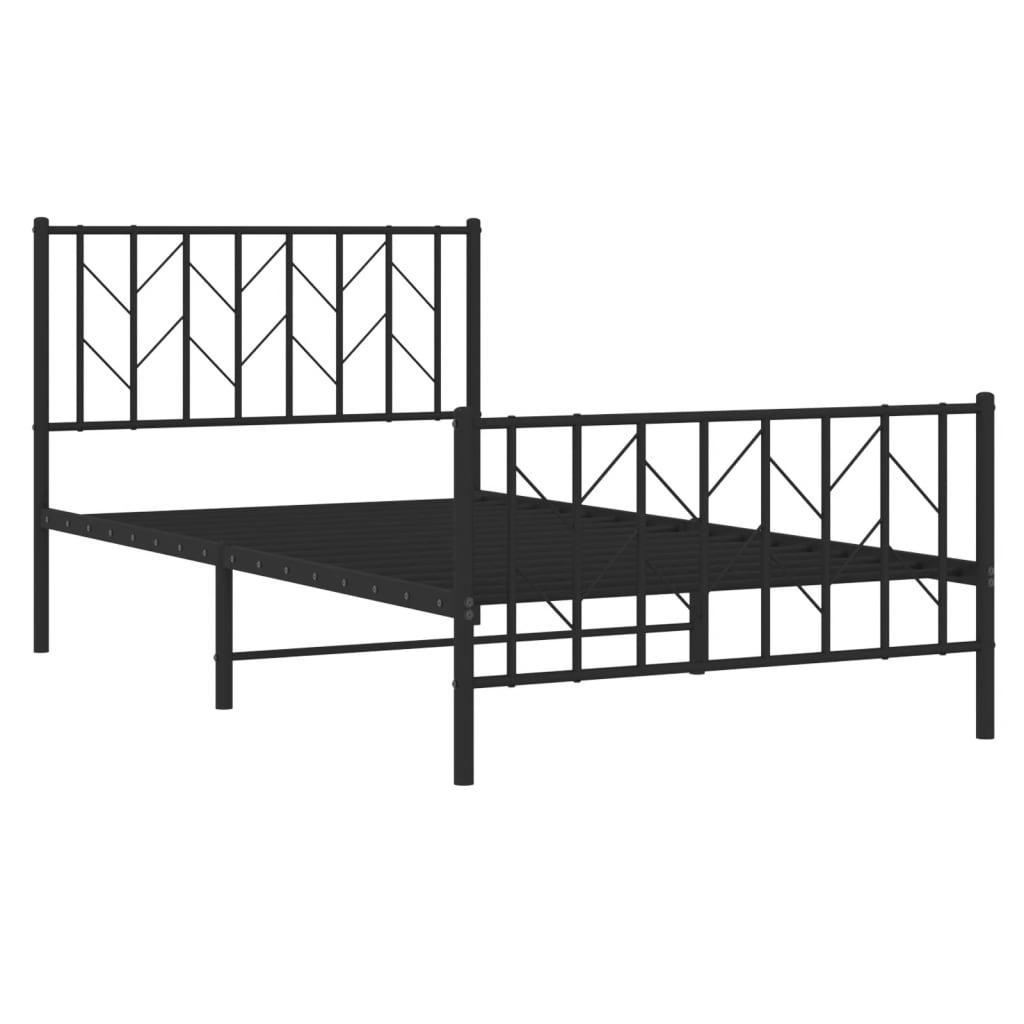 Estrutura de cama com cabeceira e pés 100x190 cm metal preto