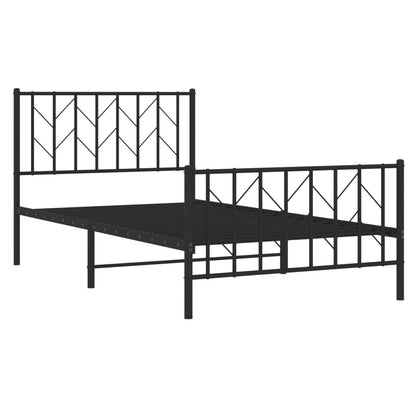 Estrutura de cama com cabeceira e pés 100x190 cm metal preto