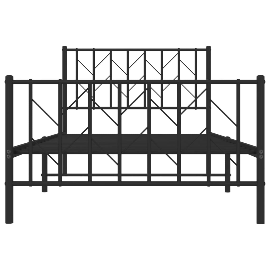 Estrutura de cama com cabeceira e pés 100x190 cm metal preto