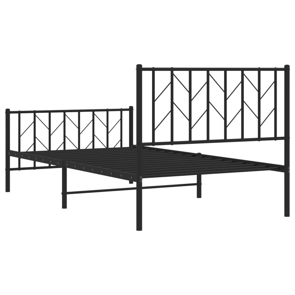 Estrutura de cama com cabeceira e pés 100x190 cm metal preto