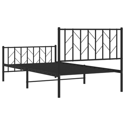 Estrutura de cama com cabeceira e pés 100x190 cm metal preto