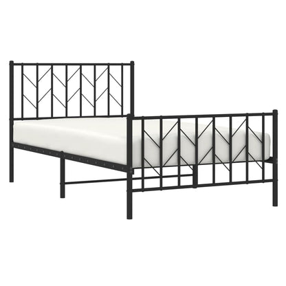 Estrutura de cama com cabeceira e pés 100x200 cm metal preto