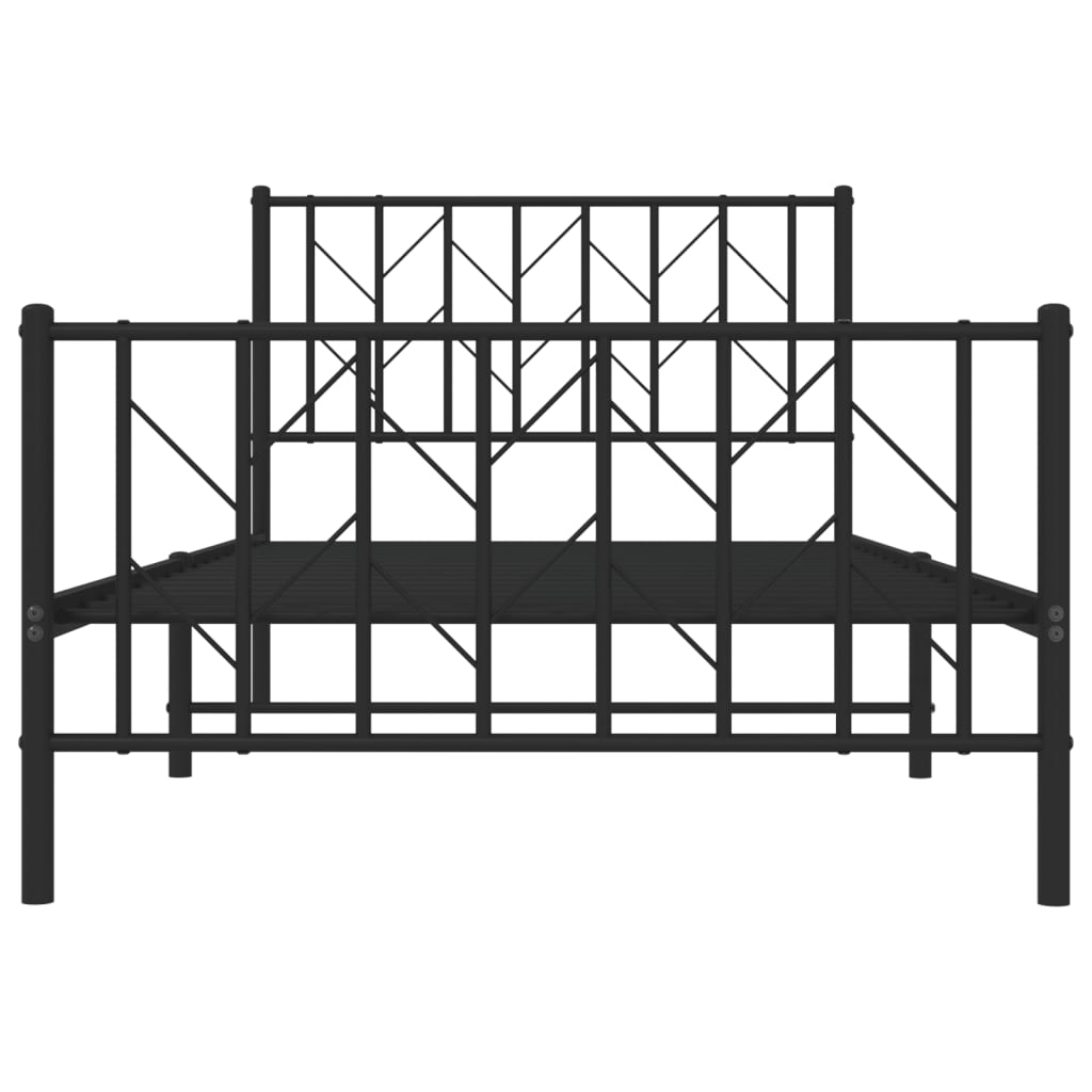 Estrutura de cama com cabeceira e pés 100x200 cm metal preto