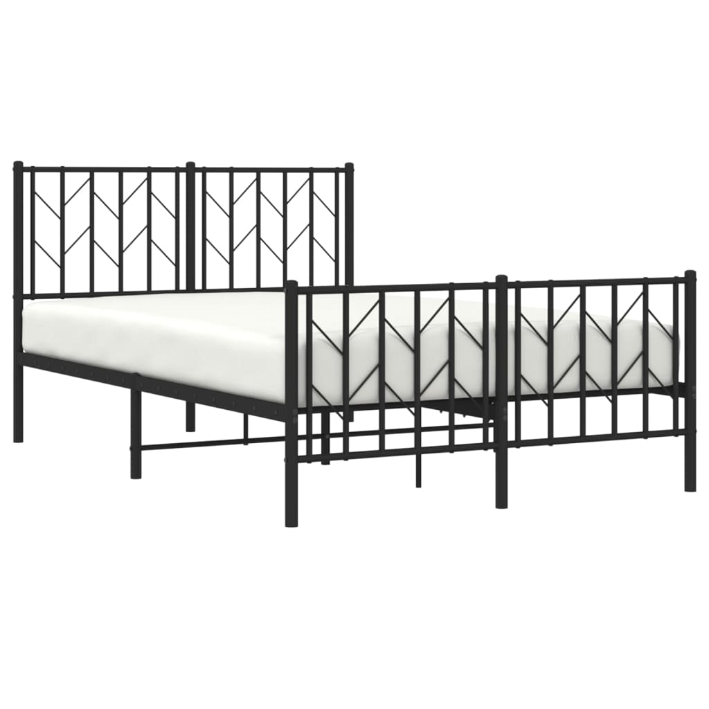 Estrutura de cama com cabeceira e pés 120x190 cm metal preto