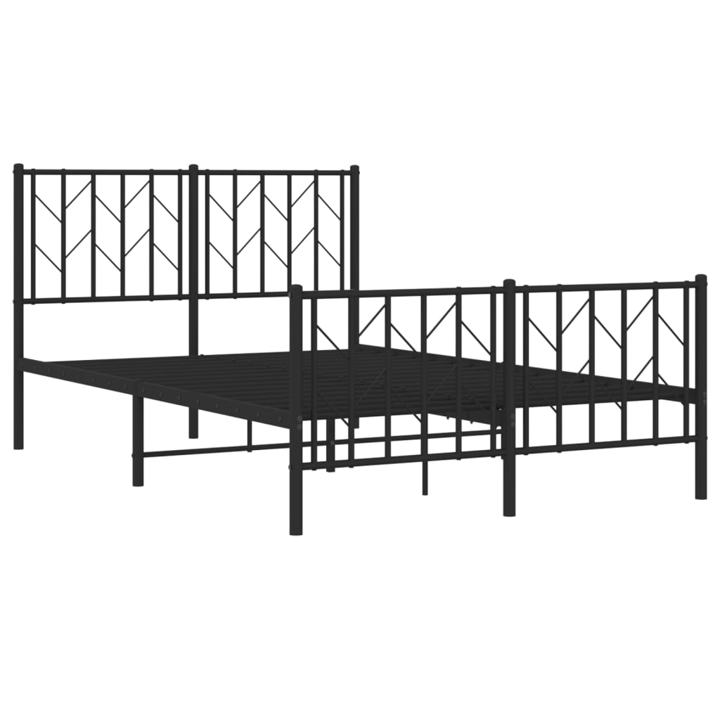 Estrutura de cama com cabeceira e pés 120x190 cm metal preto