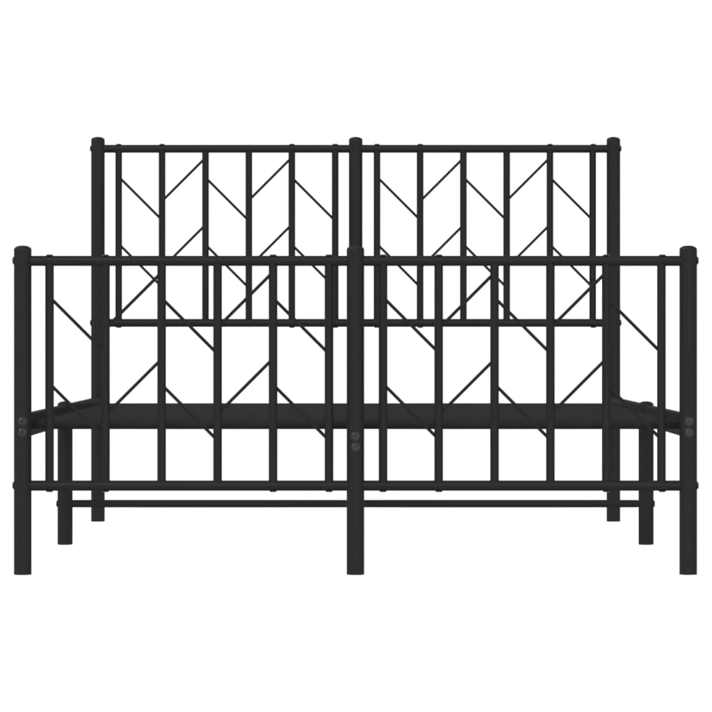 Estrutura de cama com cabeceira e pés 120x190 cm metal preto