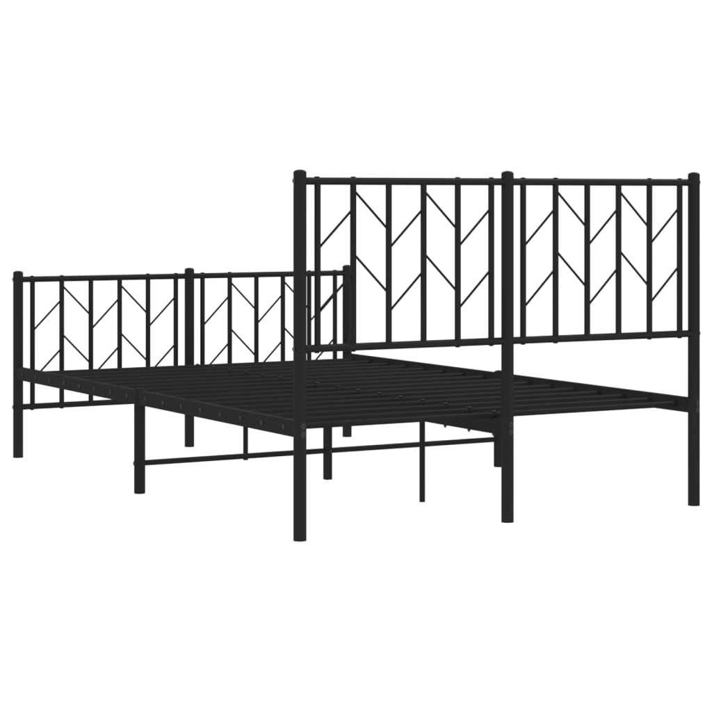 Estrutura de cama com cabeceira e pés 120x190 cm metal preto