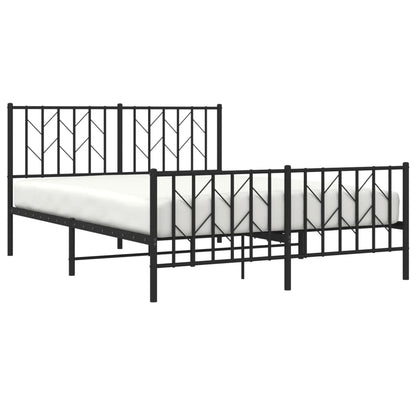 Estrutura de cama com cabeceira e pés 135x190 cm metal preto