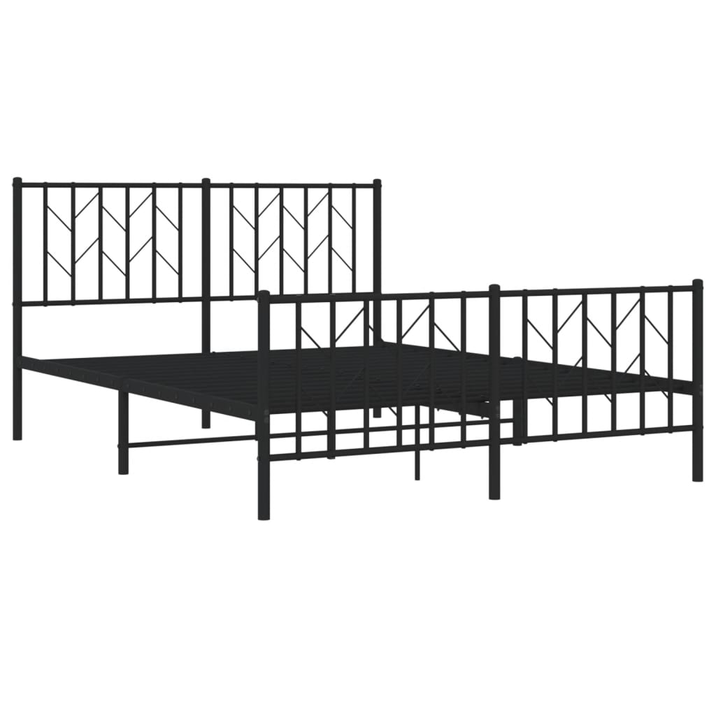 Estrutura de cama com cabeceira e pés 135x190 cm metal preto