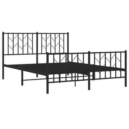 Estrutura de cama com cabeceira e pés 135x190 cm metal preto