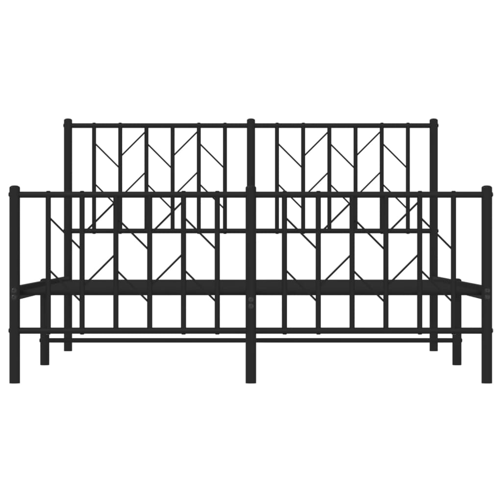 Estrutura de cama com cabeceira e pés 135x190 cm metal preto