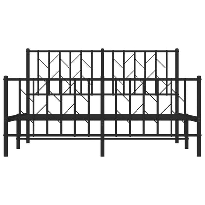 Estrutura de cama com cabeceira e pés 135x190 cm metal preto