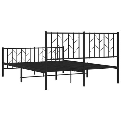 Estrutura de cama com cabeceira e pés 135x190 cm metal preto