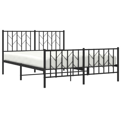 Estrutura de cama com cabeceira e pés 140x190 cm metal preto