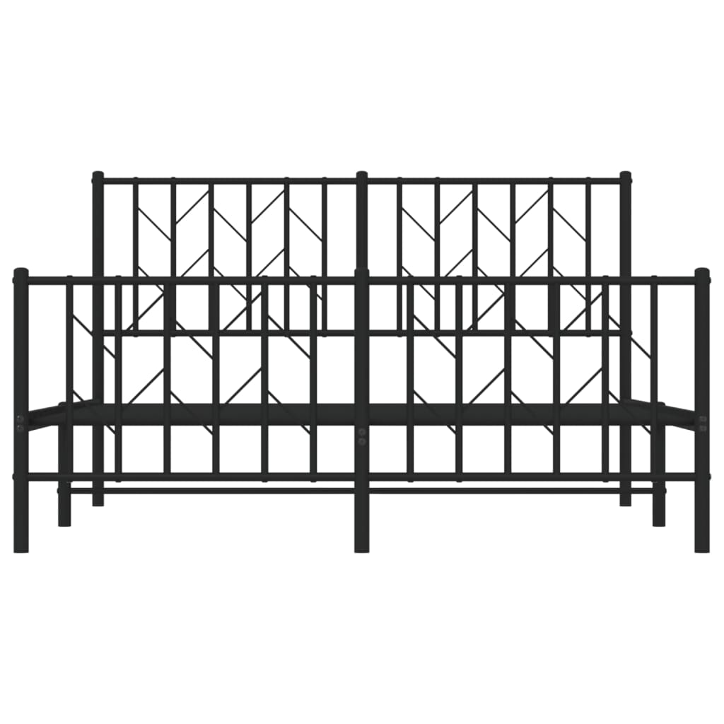 Estrutura de cama com cabeceira e pés 140x190 cm metal preto