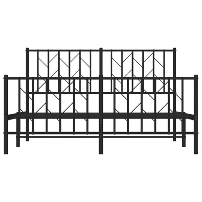 Estrutura de cama com cabeceira e pés 140x190 cm metal preto