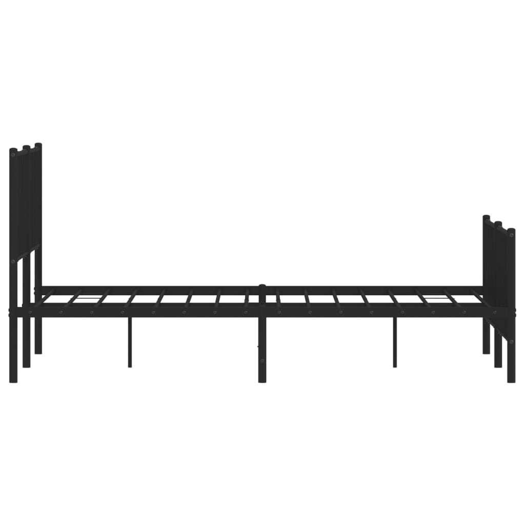 Estrutura de cama com cabeceira e pés 140x190 cm metal preto