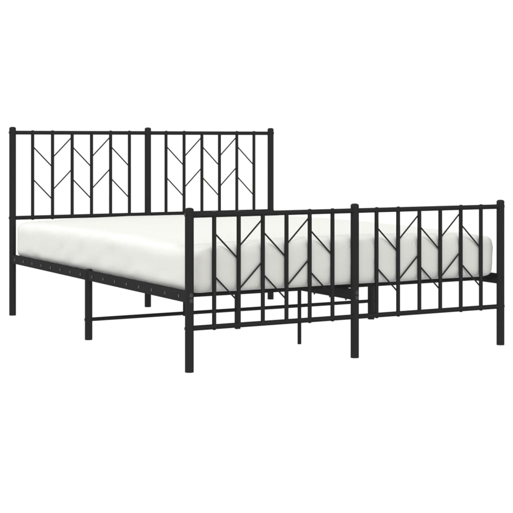 Estrutura de cama com cabeceira e pés 140x200 cm metal preto