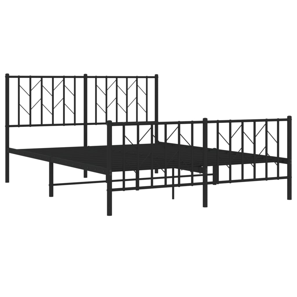 Estrutura de cama com cabeceira e pés 140x200 cm metal preto