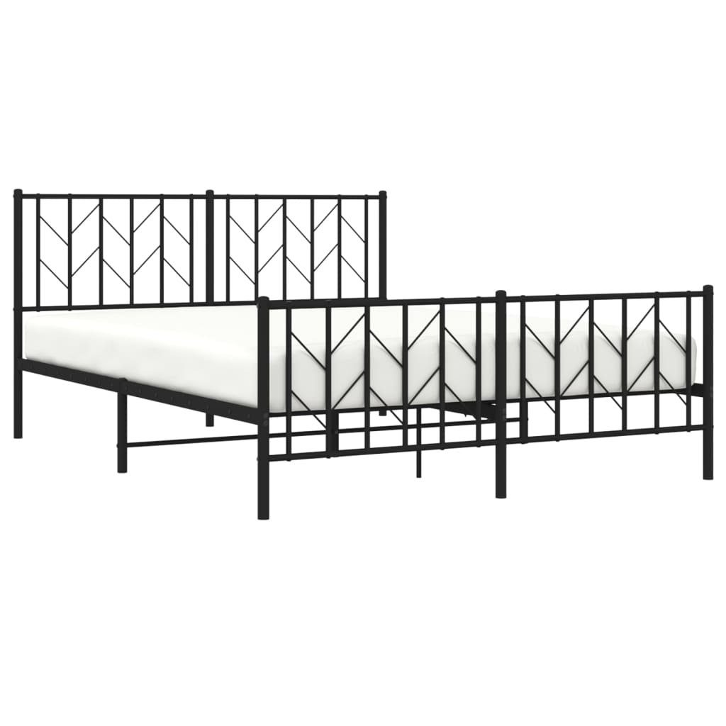 Estrutura de cama com cabeceira e pés 150x200 cm metal preto