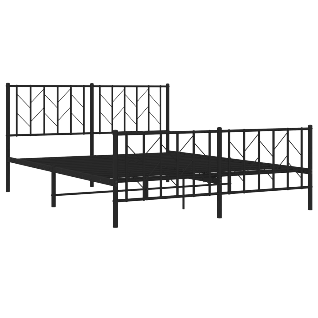 Estrutura de cama com cabeceira e pés 150x200 cm metal preto