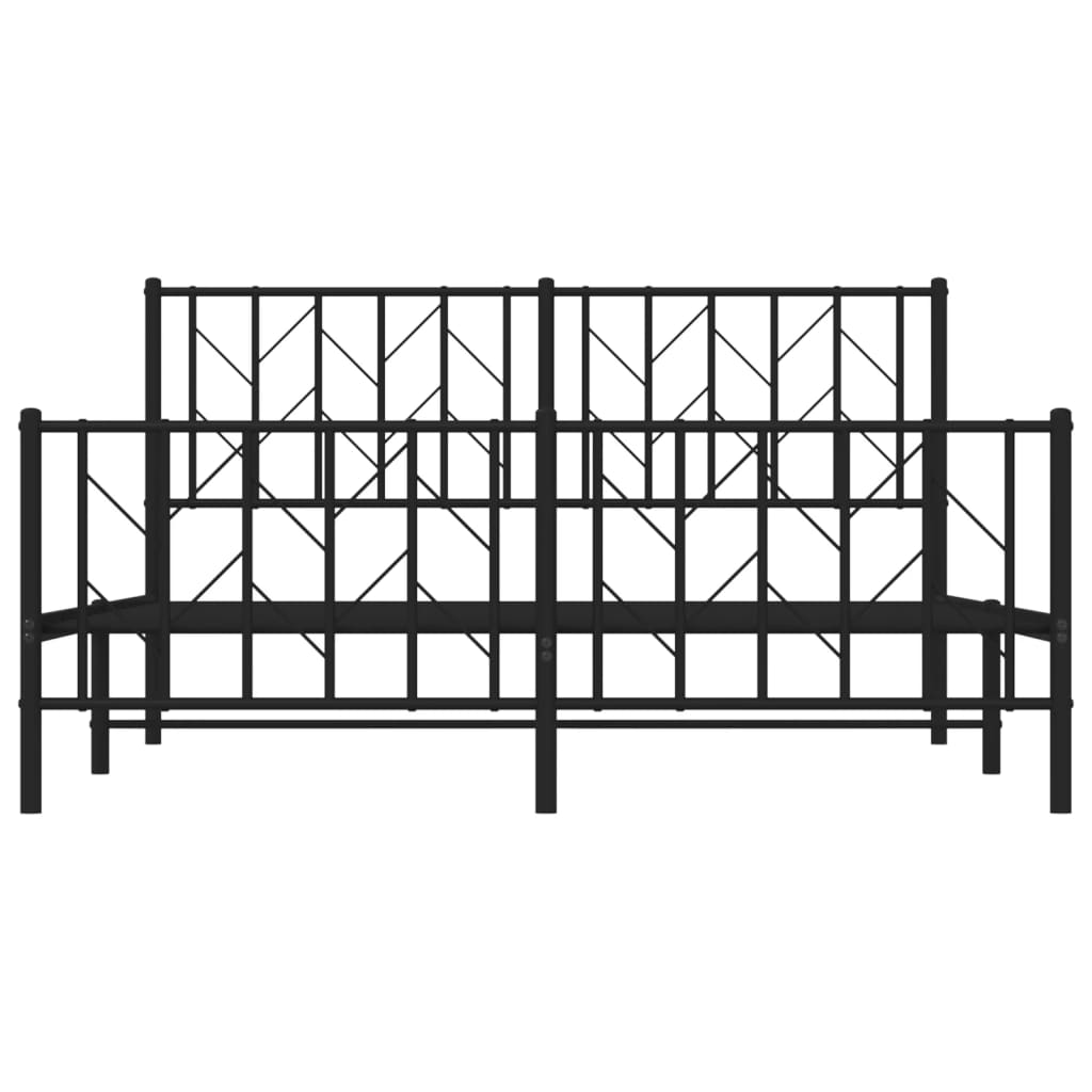 Estrutura de cama com cabeceira e pés 150x200 cm metal preto