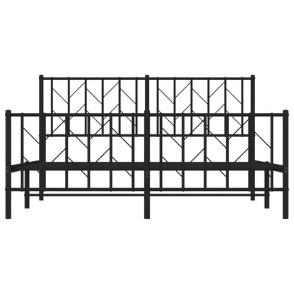 Estrutura de cama com cabeceira e pés 150x200 cm metal preto