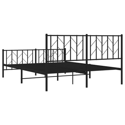 Estrutura de cama com cabeceira e pés 150x200 cm metal preto