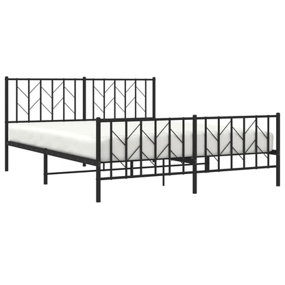 Estrutura de cama com cabeceira e pés 160x200 cm metal preto