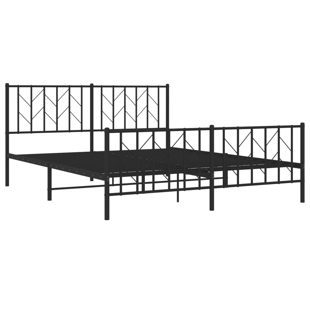 Estrutura de cama com cabeceira e pés 160x200 cm metal preto