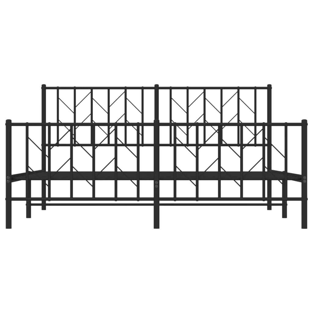 Estrutura de cama com cabeceira e pés 160x200 cm metal preto