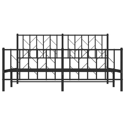 Estrutura de cama com cabeceira e pés 160x200 cm metal preto