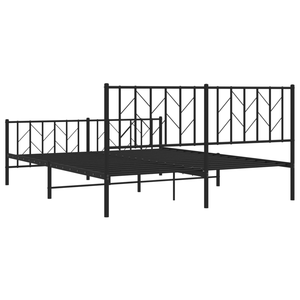 Estrutura de cama com cabeceira e pés 160x200 cm metal preto