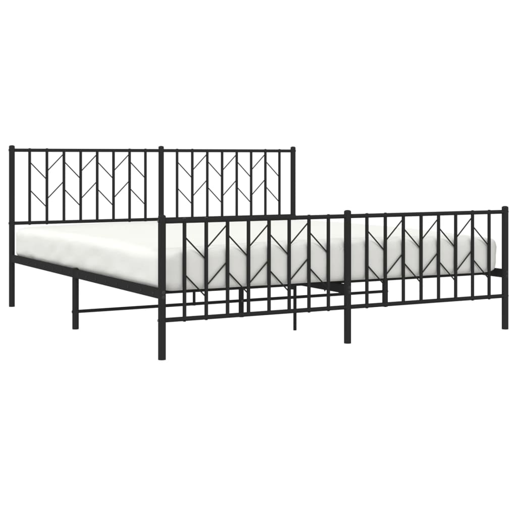 Estrutura de cama com cabeceira e pés 180x200 cm metal preto