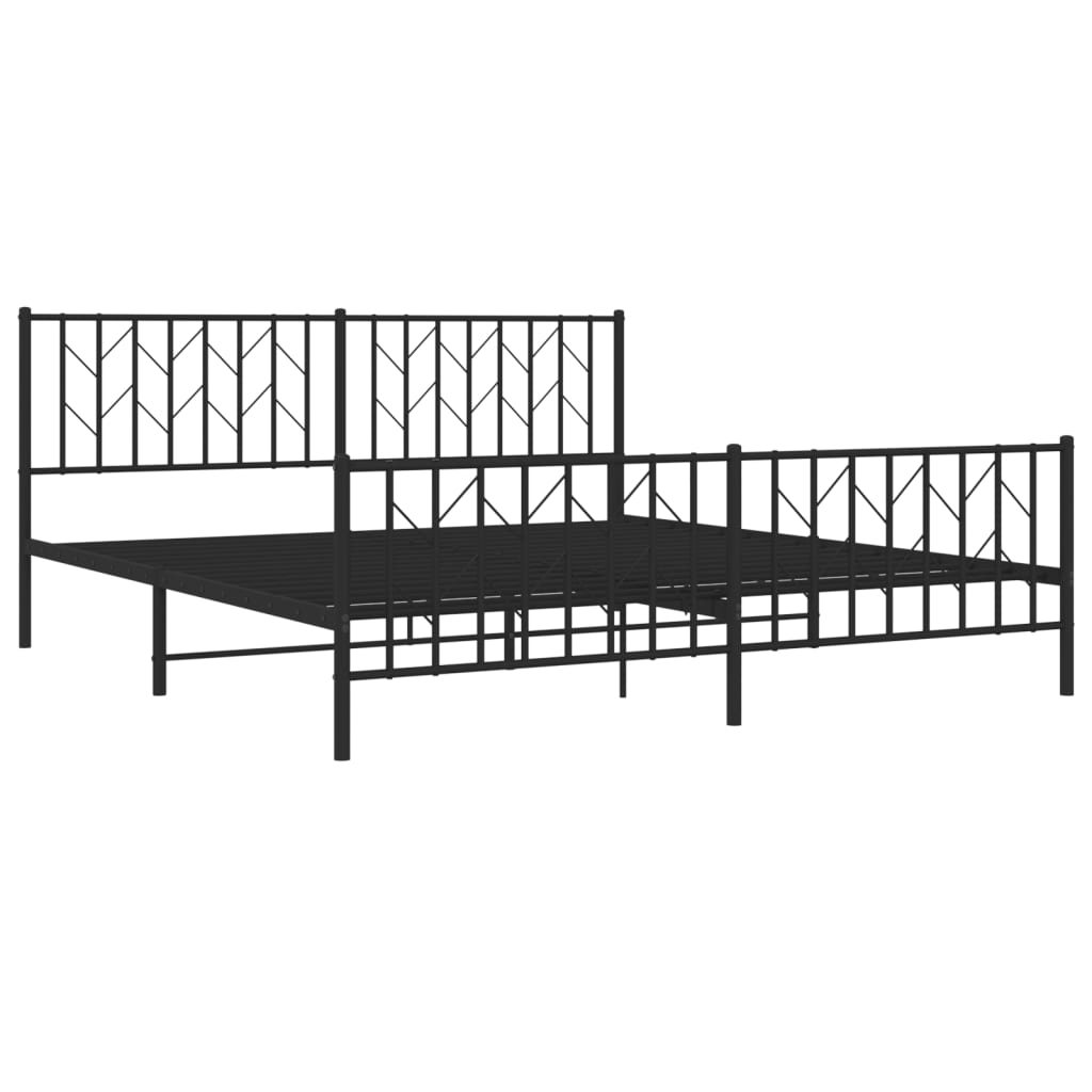 Estrutura de cama com cabeceira e pés 180x200 cm metal preto