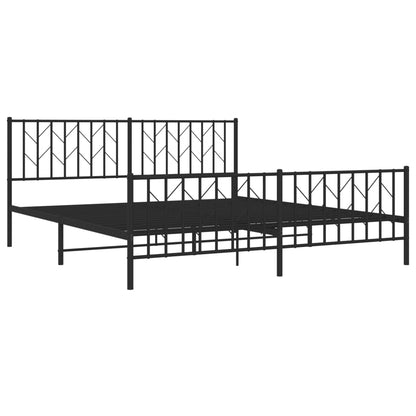 Estrutura de cama com cabeceira e pés 180x200 cm metal preto