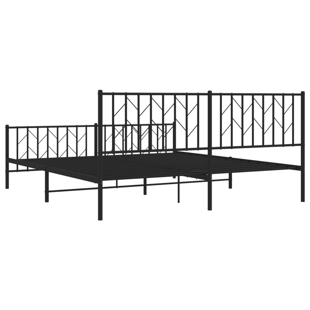 Estrutura de cama com cabeceira e pés 180x200 cm metal preto